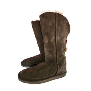 Emu Boots Womens 8 Mens 7 Zoe Shearling Brown Suede Merino Wool Lined Winter